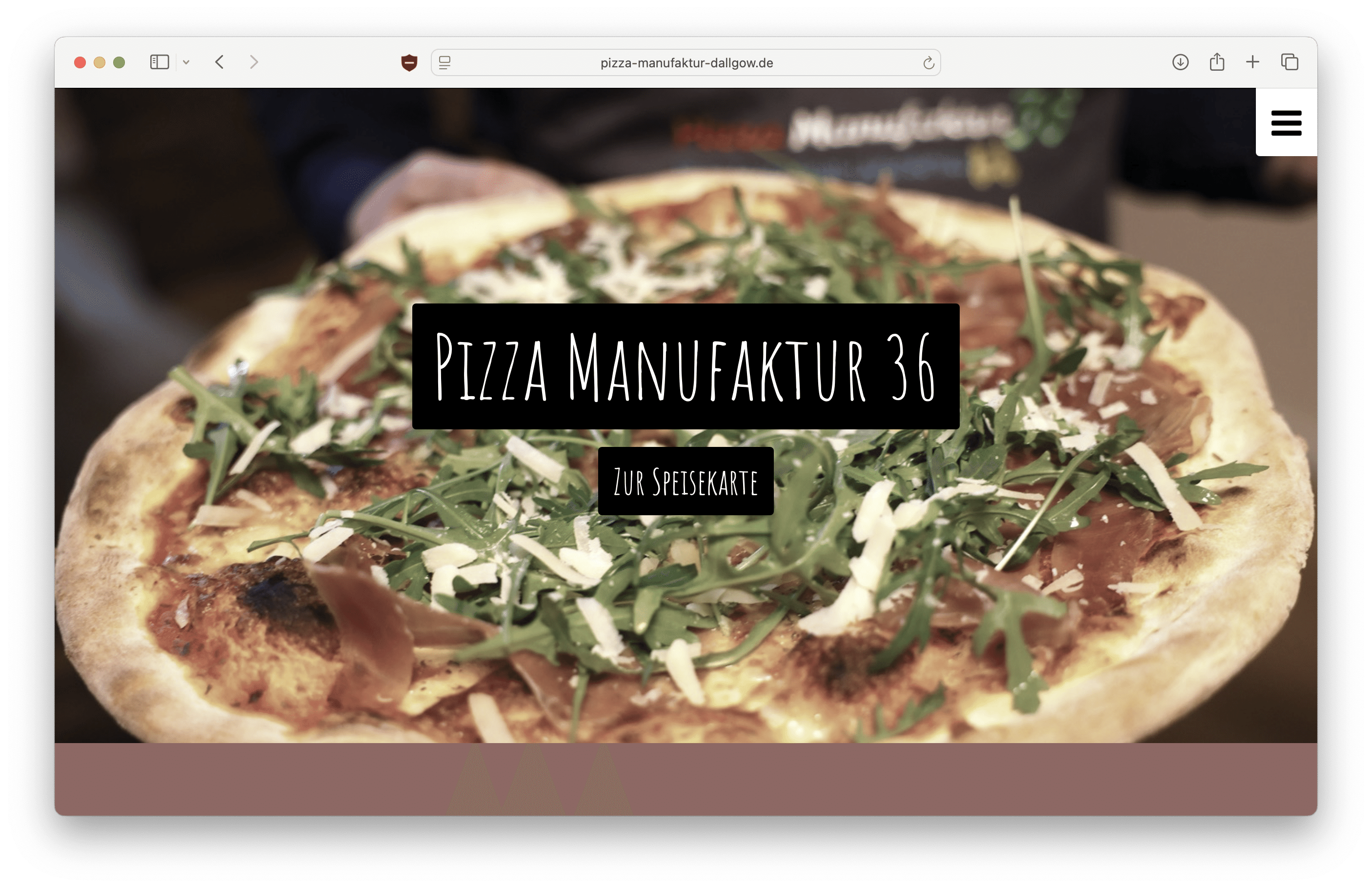 Referenz-Webseite von Pizza Manufaktur 36