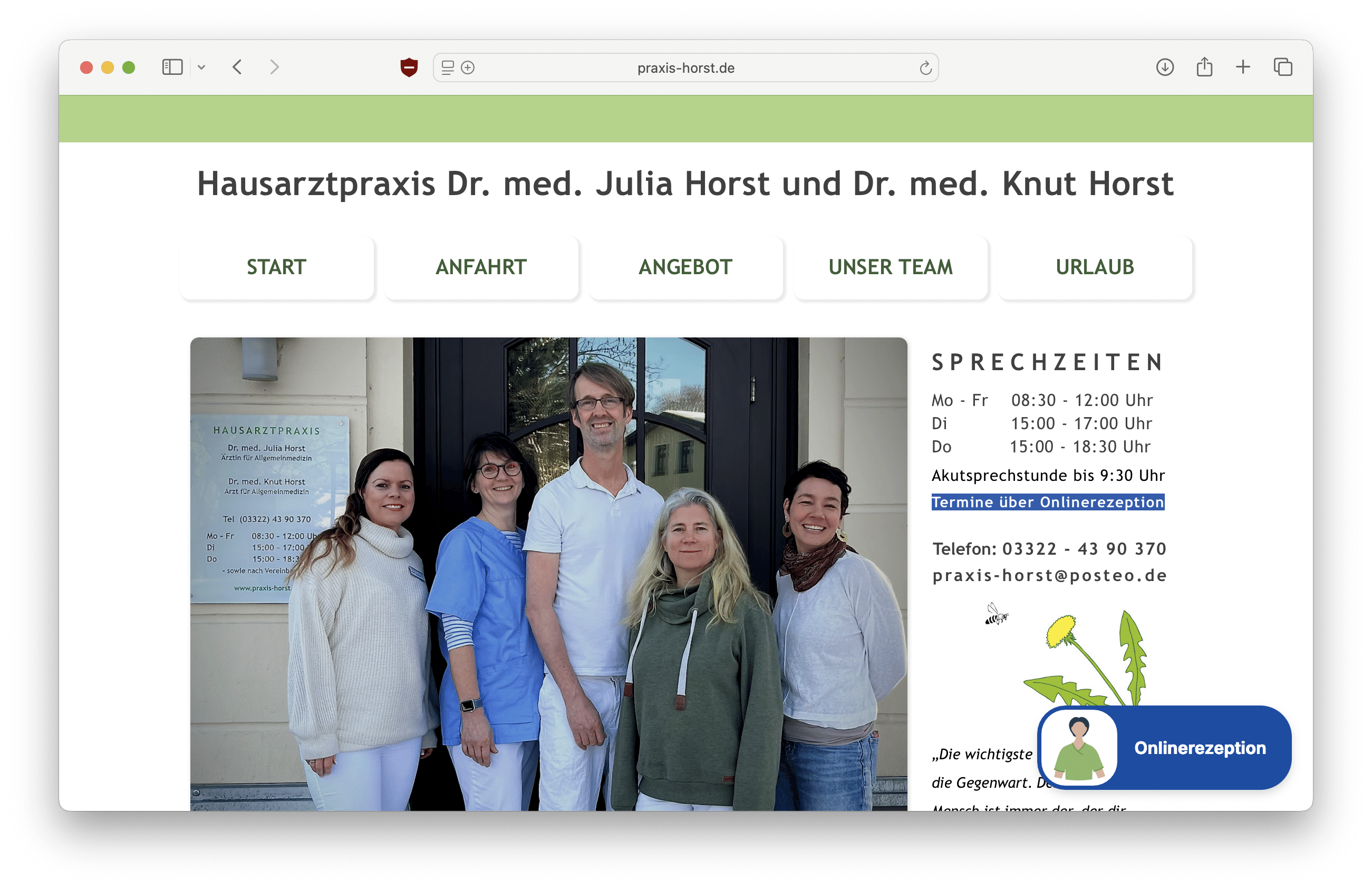 Referenz-Webseite von Praxis Horst
